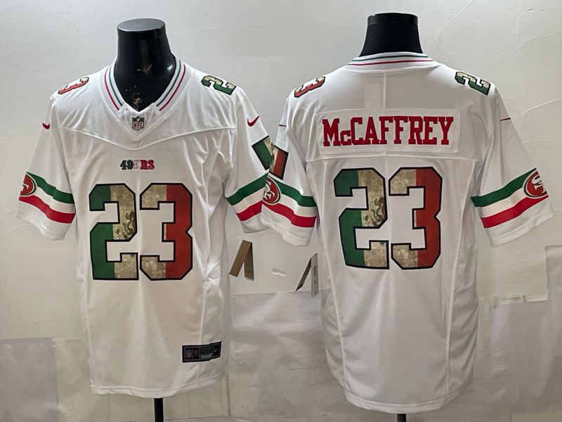 Men 2026 San Francisco 49ers #23 Mccaffrey White three generations Nike Limited NFL Jersey style 009->san francisco 49ers->NFL Jersey